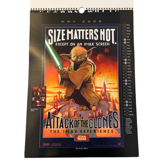 Star Wars 2006 Poster Calendar Lucasfilm Movie Art Revenge of the Jedi Yoda - Picture 9 of 14